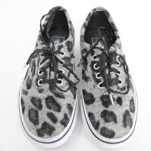 Vans Authentics Skate Shoes Gray Fuzzy Spotted Animal Print, Women's 6